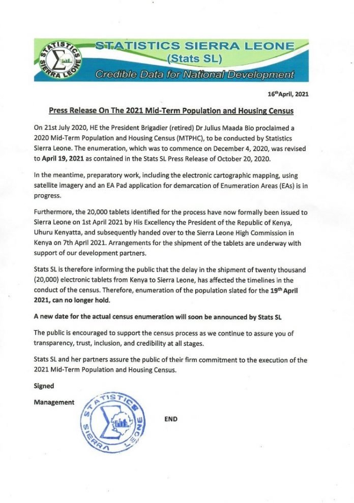 Press Release on the 2021 Mid-Term Population and Housing Census
